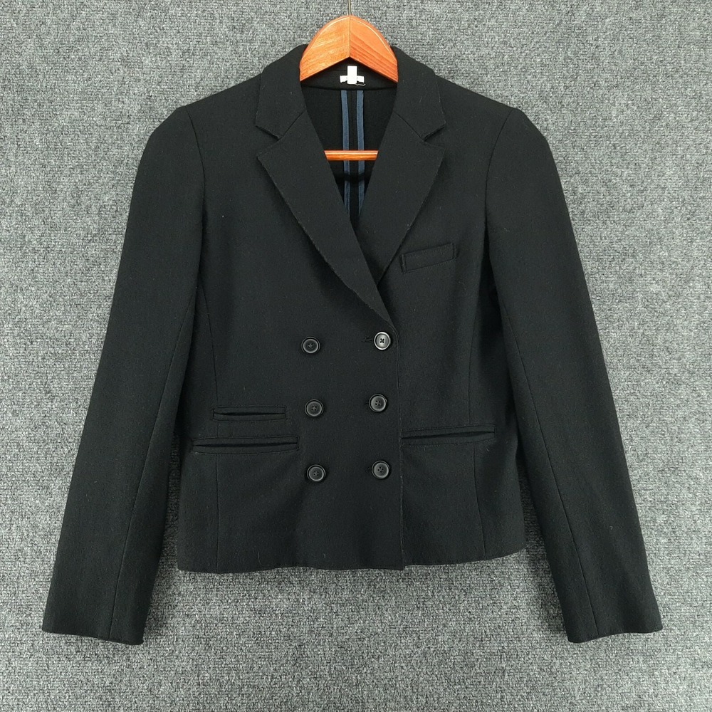 J. Crew Wool Double Breasted Blazer Jacket Women's Size 6 Black